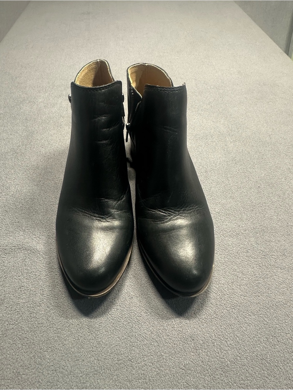 Lucky Brand Black Leather Ankle Booties with Side Zip Closure